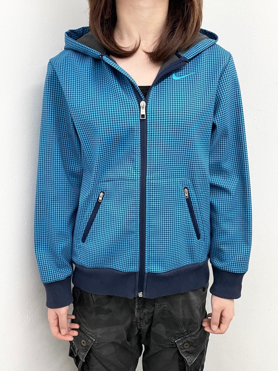 나이키 블루 체크 후드 자켓 상품이미지3