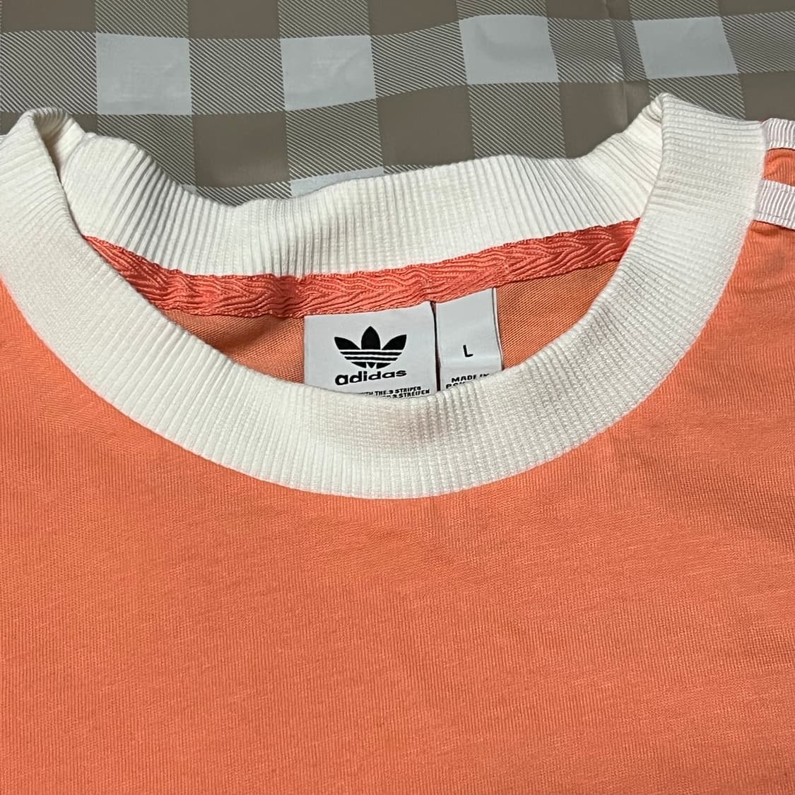 아디다스 핑크색 반팔 L 링거 삼선 티셔츠 반팔티 Y2K 여성 상품이미지2