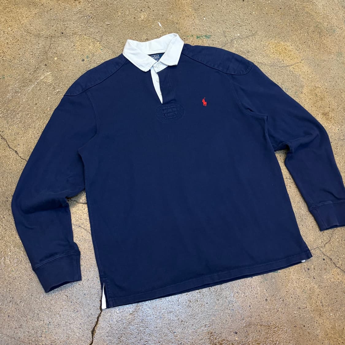 레어 90s 미국 빈티지 폴로랄프로렌 헤비코튼 럭비티 카라티 상품이미지2