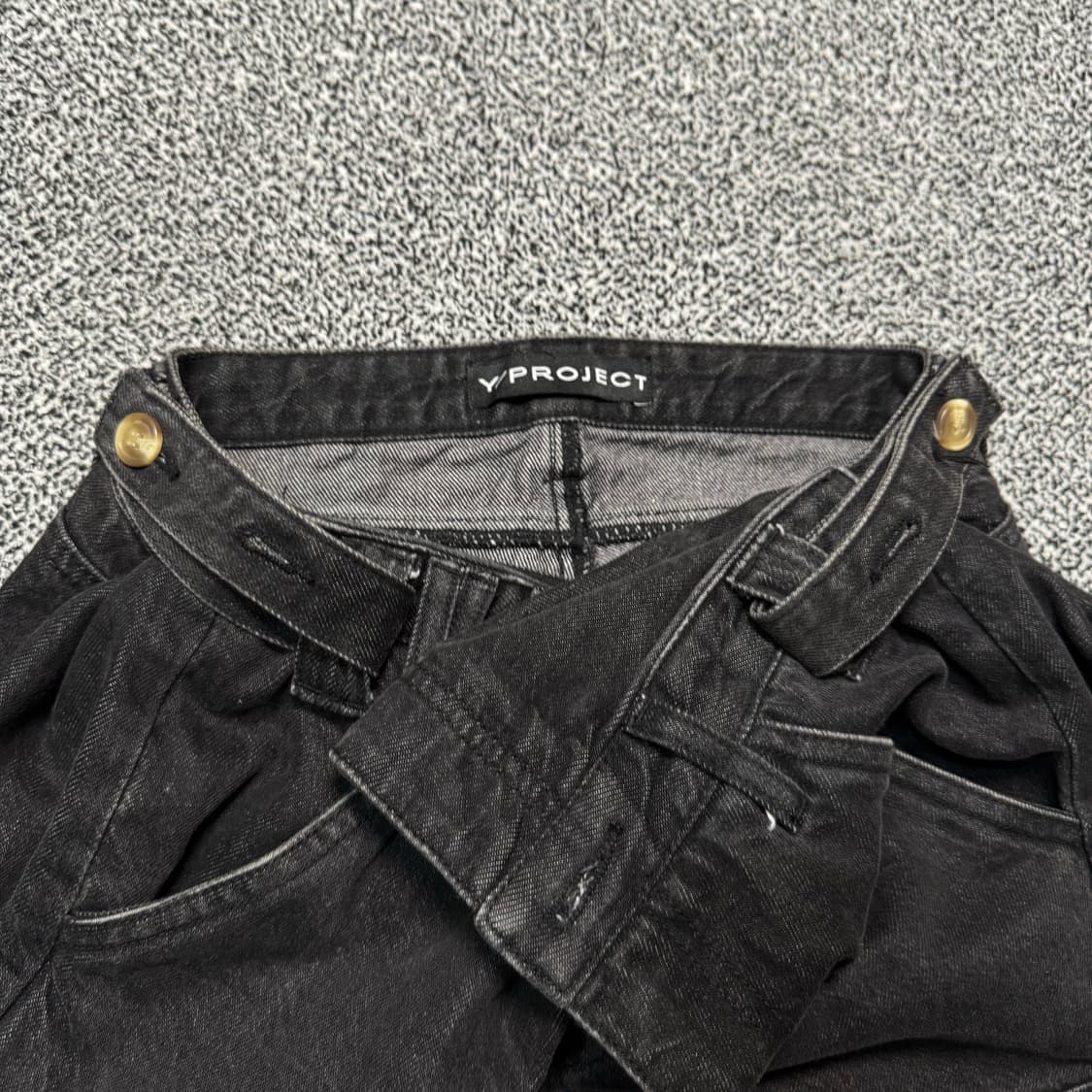 Name : 와이프로젝트 팝업진 흑청 데님 디테일 와이드팬츠 :)  상품이미지6