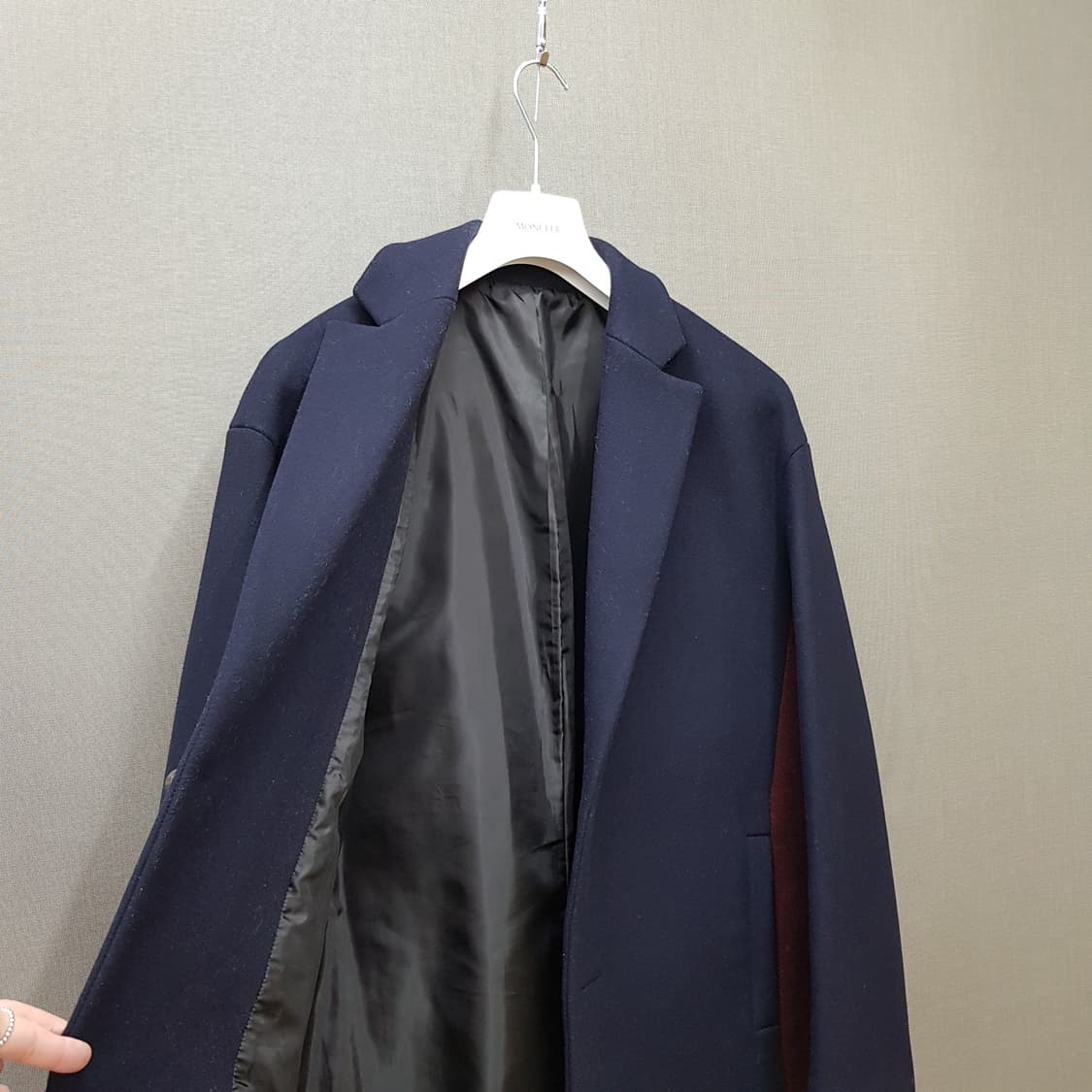 한섬 시스템 이탈리안 패브릭 울 캐시미어 블록 코트 100사이즈 상품이미지3