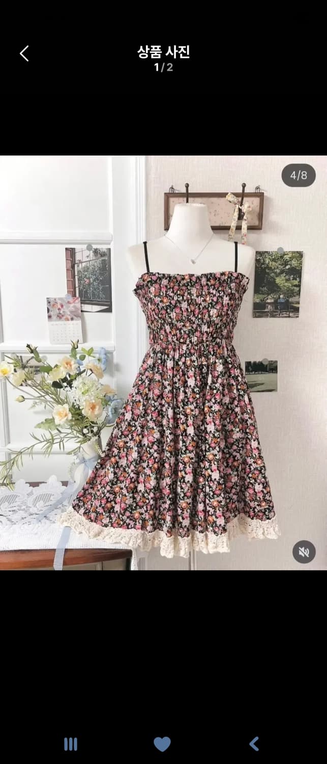 패턴 블랙 원피스 모리룩 모리걸 빈티지룩 빈티지 상품이미지1