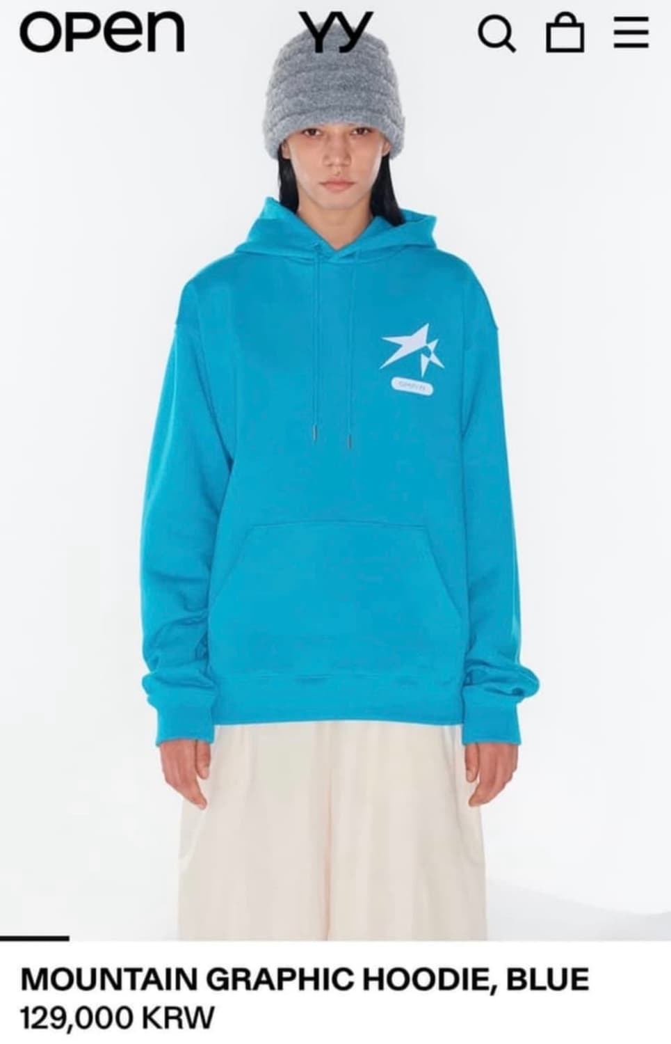 OPEN YY 마운틴 그래픽 후드 블루 상품이미지3