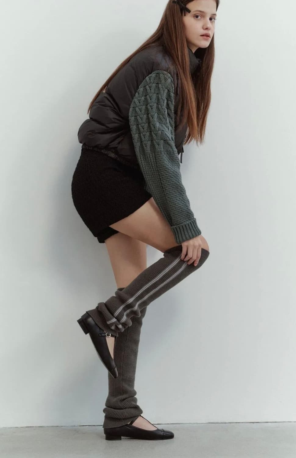 Thetis 더티스 롱 니트 라인 레그워머 새상품 상품이미지3