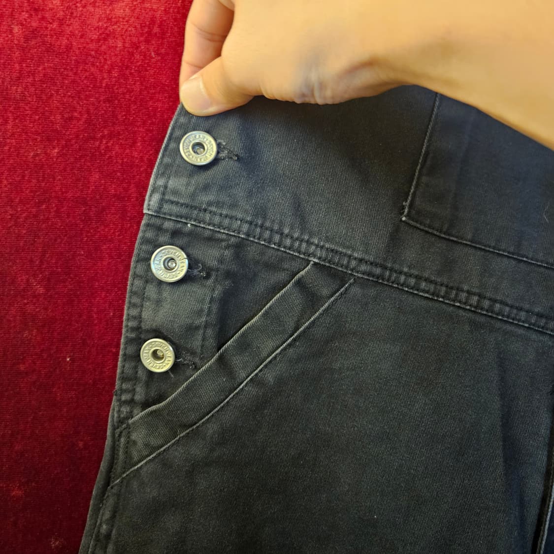 세븐진(Seven Jeans) 흑청 와이드 데님 멜빵팬츠 Free 상품이미지7