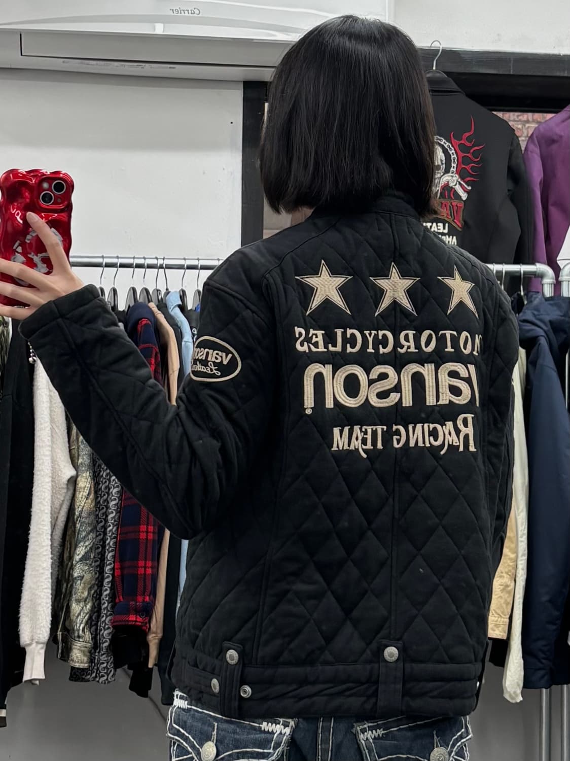 밴슨 레더 퀼팅 바이커 자켓 상품이미지5