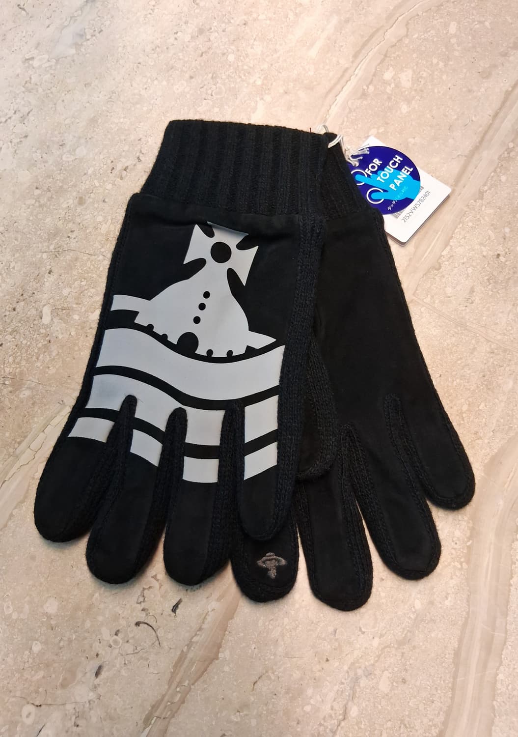 비비안 웨스트우드 스웨이드 니트 콤비 남성용 장갑 / 블랙 (새상품) 상품이미지3