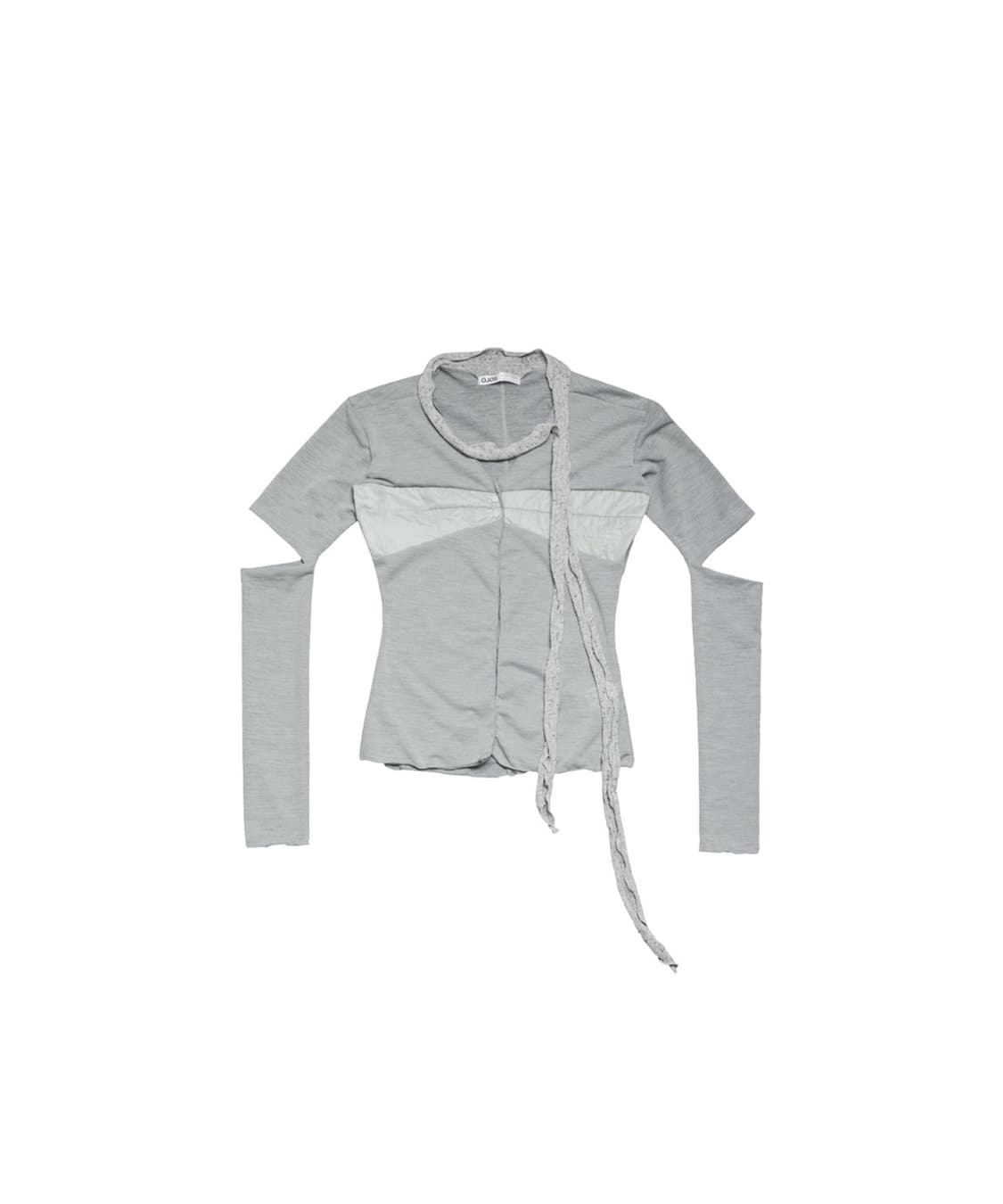 ojos 오호스 Elbow Cut Knit Top / Grey 상품이미지1