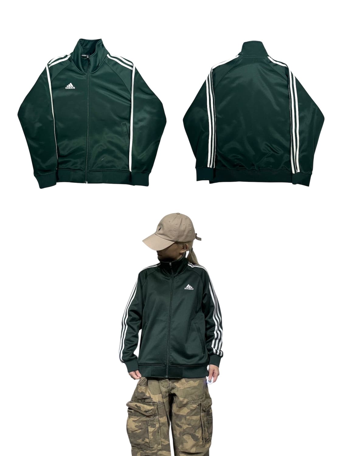 아디다스 그린 화이트 삼선 트랙탑 져지 M 상품이미지1