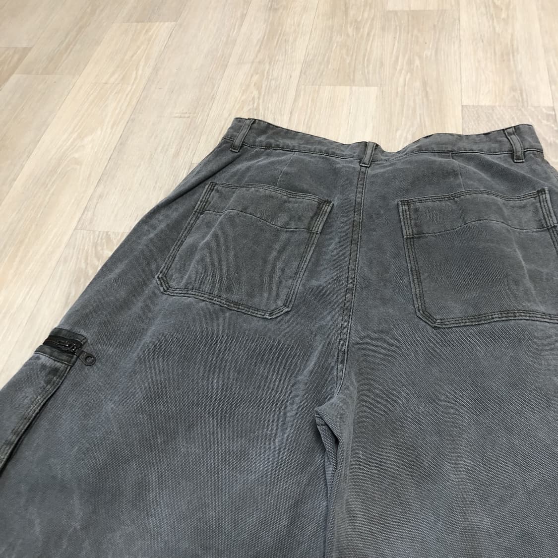 (30) 새상품 쿠어 COOR 오버 다잉 페이디드 워크 팬츠 워시드 카키 상품이미지9