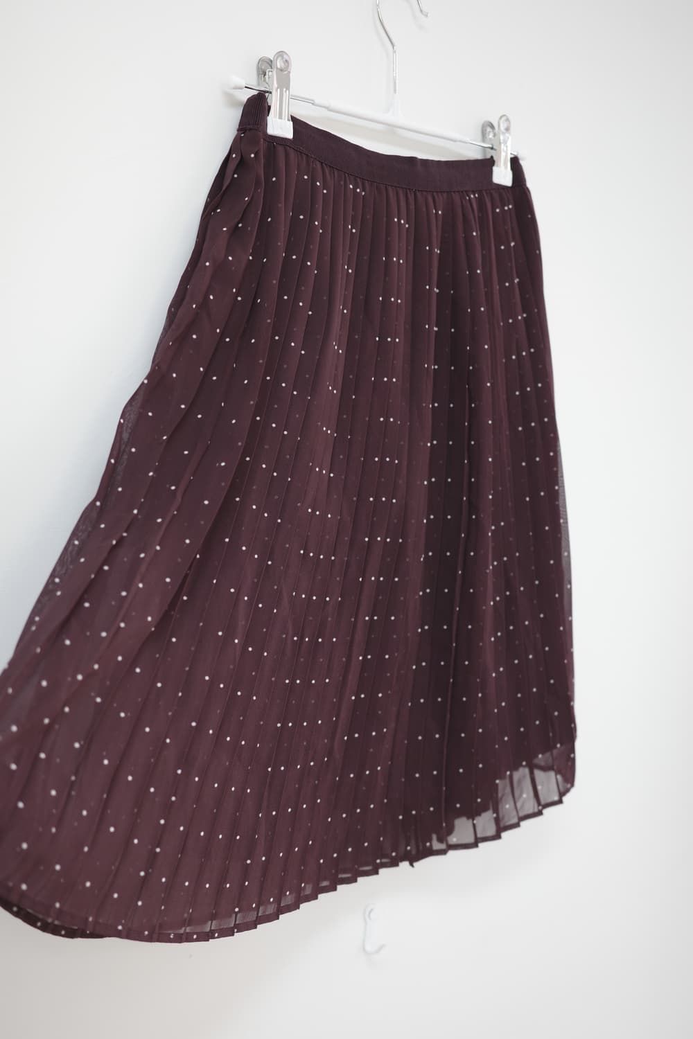 Wine dot pleats Skirt 상품이미지3