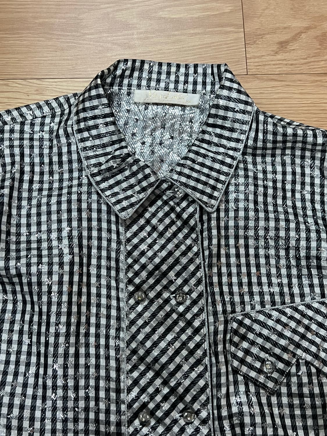 인견 메탈사 별 패턴 블라우스 상품이미지6