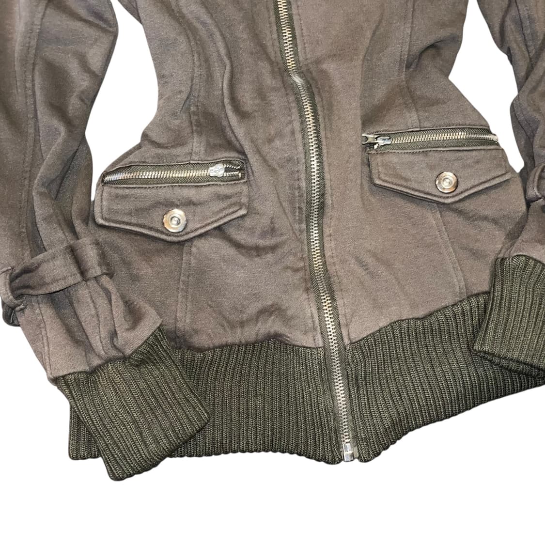 y2k 니트 소매넥 포인트 후드집업자켓 펑크갸루 상품이미지4