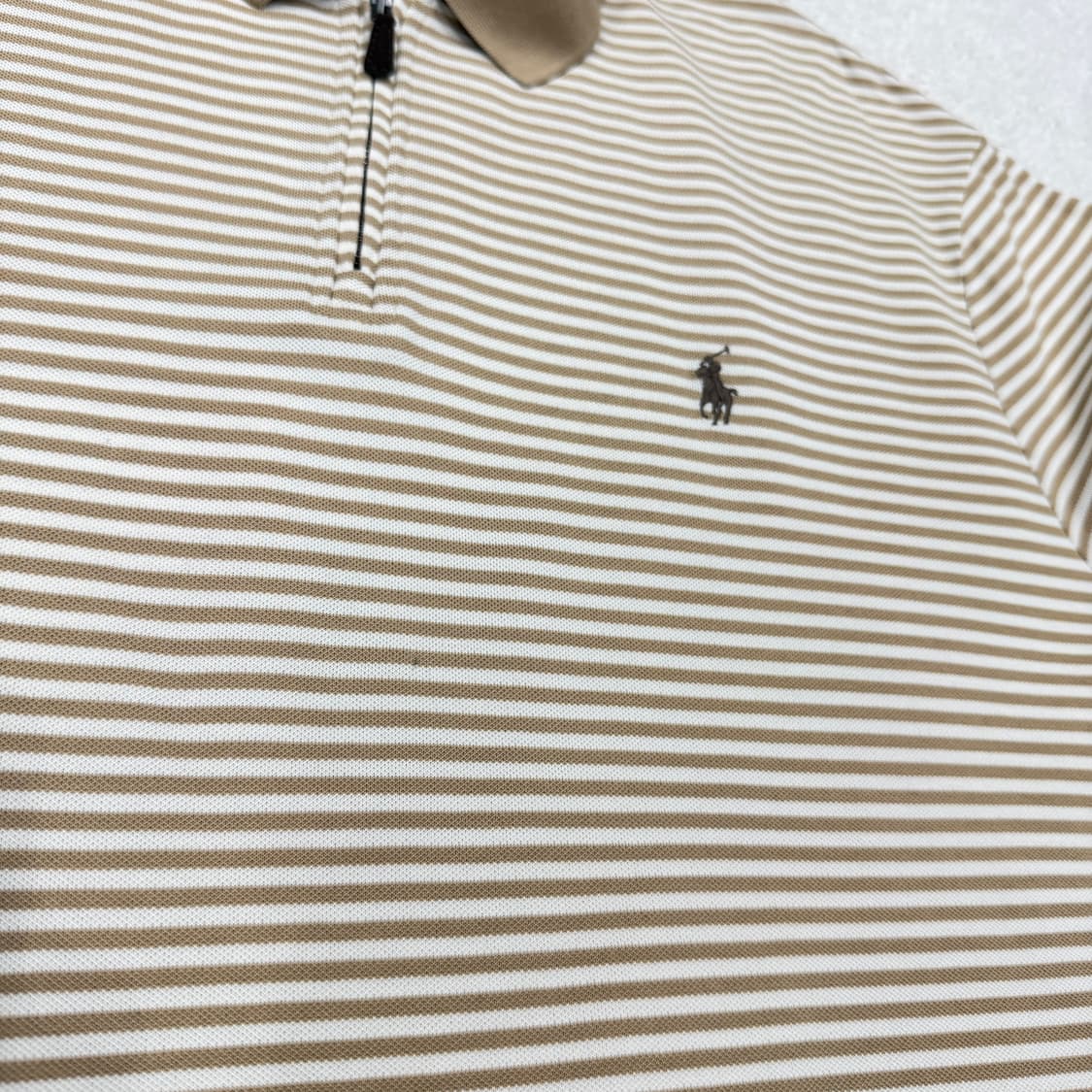 폴로 랄프로렌 QR 커스텀 슬림핏 스트레치 스트라이프 하프 PK 카라티 상품이미지7