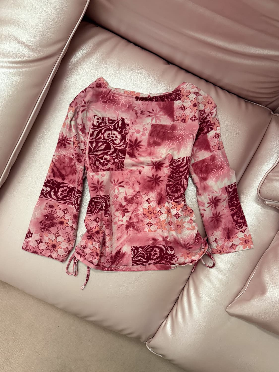 Tie-dye V-neck Shirred T-shirt 0188 상품이미지6