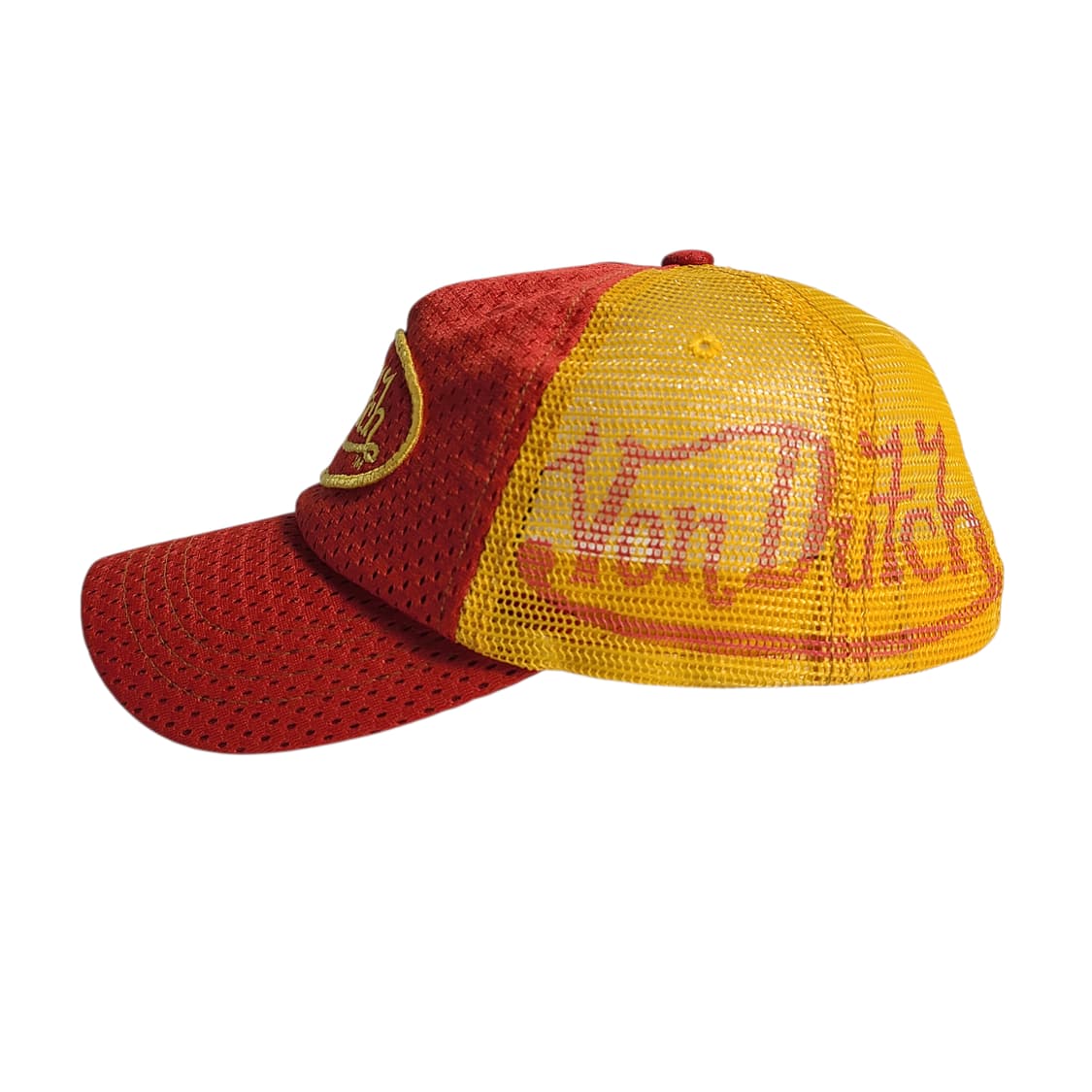 VonDuTch) 본더치 Y2K 사이드 로고 자수 트러커 캡 빨/노 상품이미지3