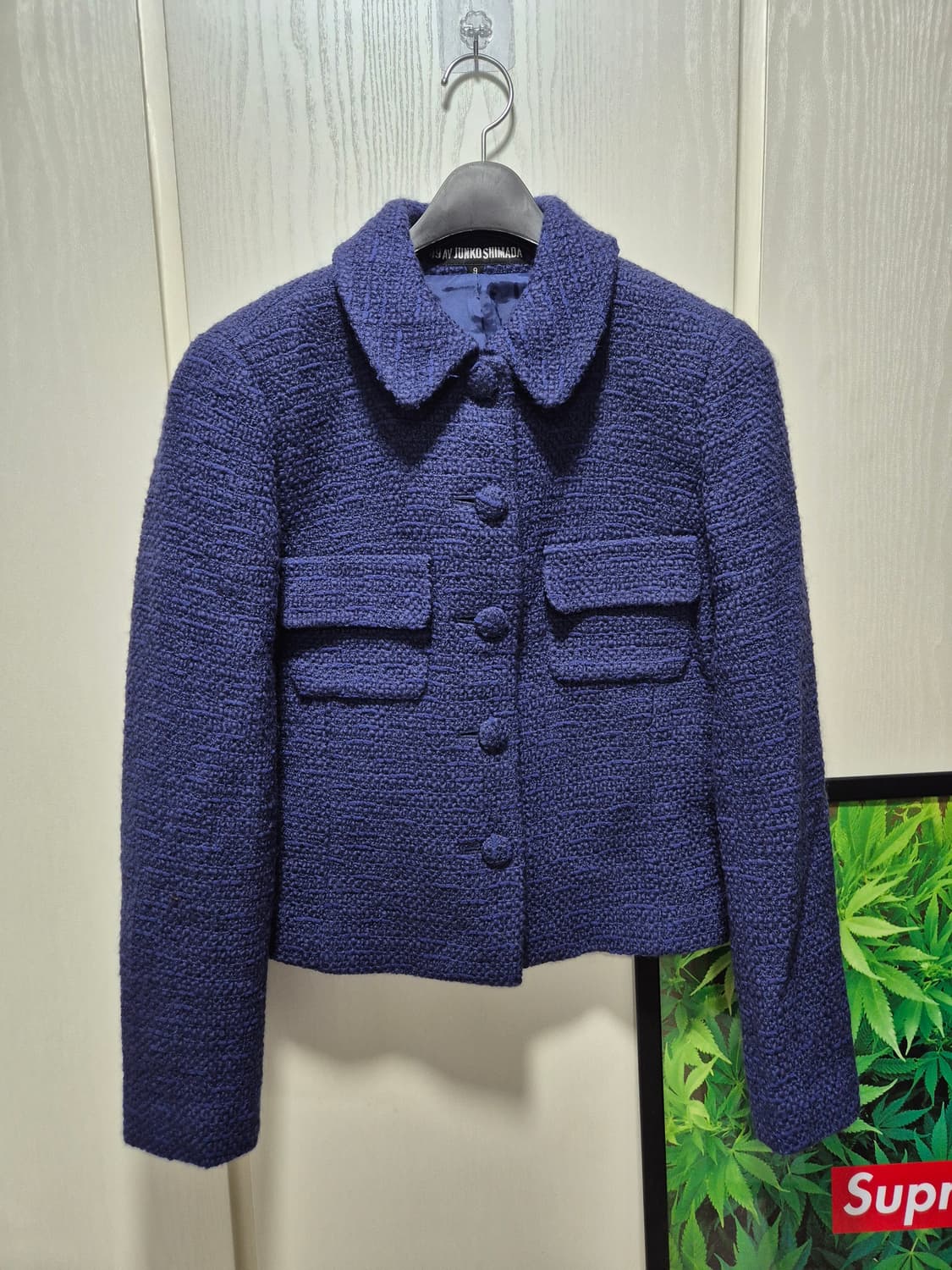 준코시마다 네이비 부클트위드 자켓 상품이미지1