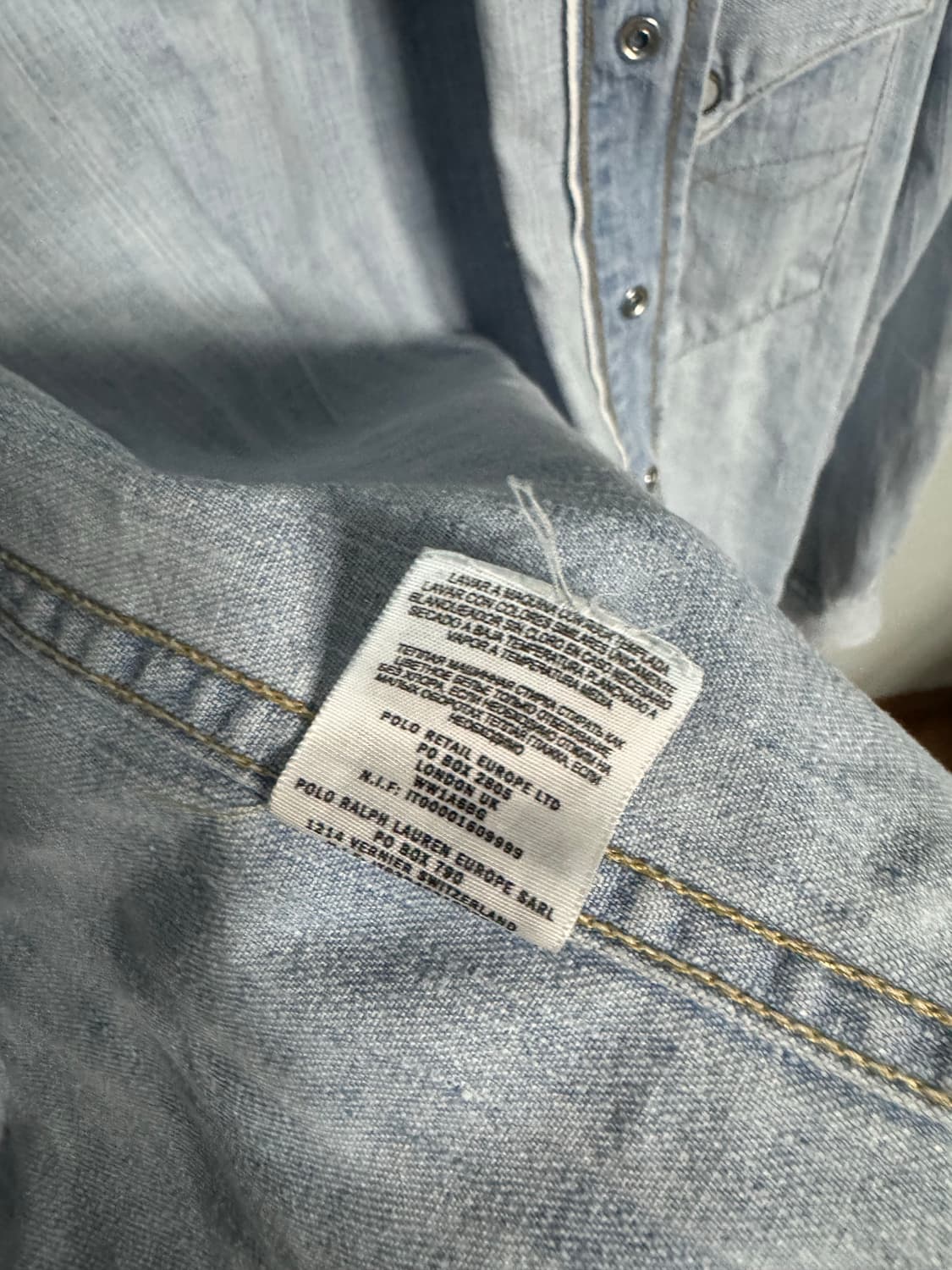 더블알엘 / 디스트레스드 웨스턴 데님 셔츠 made in Usa / S 상품이미지3