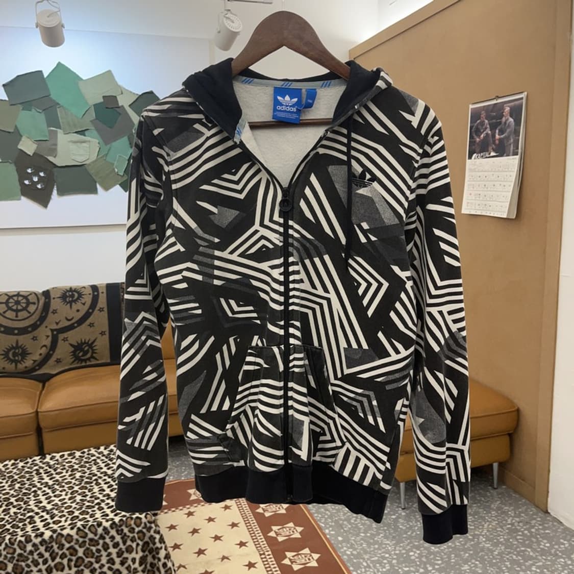 아디다스 유니크 키치 기하학 패턴 져지 후드집업 90 C08888 상품이미지3