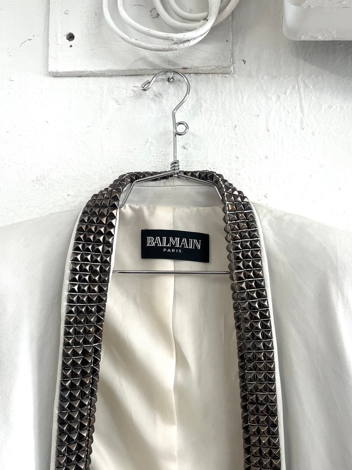 발망 2009SS 데카르넹 컬렉션 스터드 화이트 레더 자켓 상품이미지5