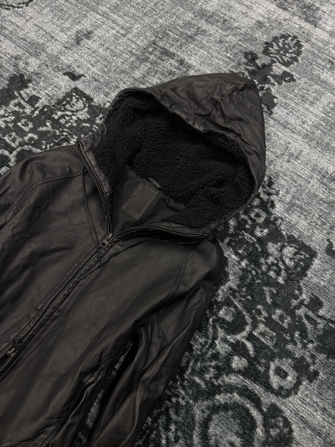 Lhp crop lamb skin hood jacket 상품이미지3