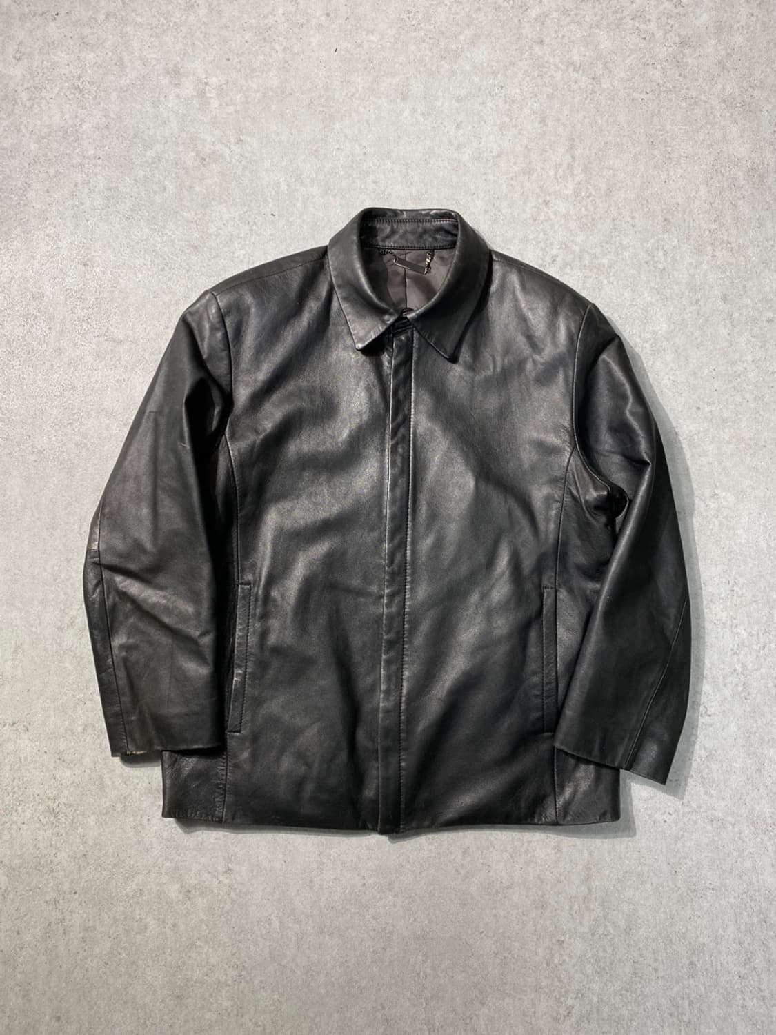[M] 90s Vintage 빈티지 양가죽 블랙 싱글 레더자켓 상품이미지2