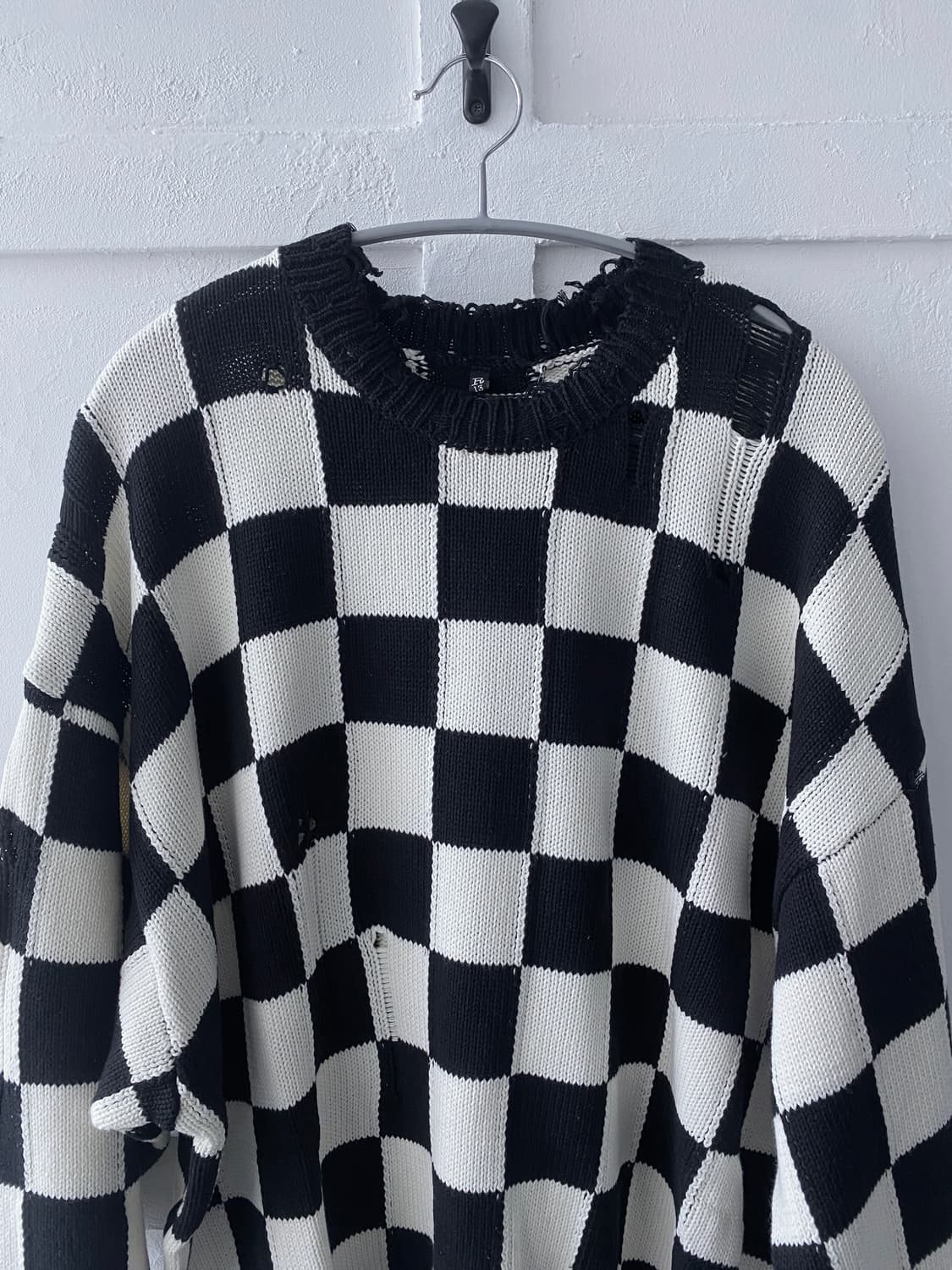 [R13] 체커보드 오버사이즈 니트 상품이미지2
