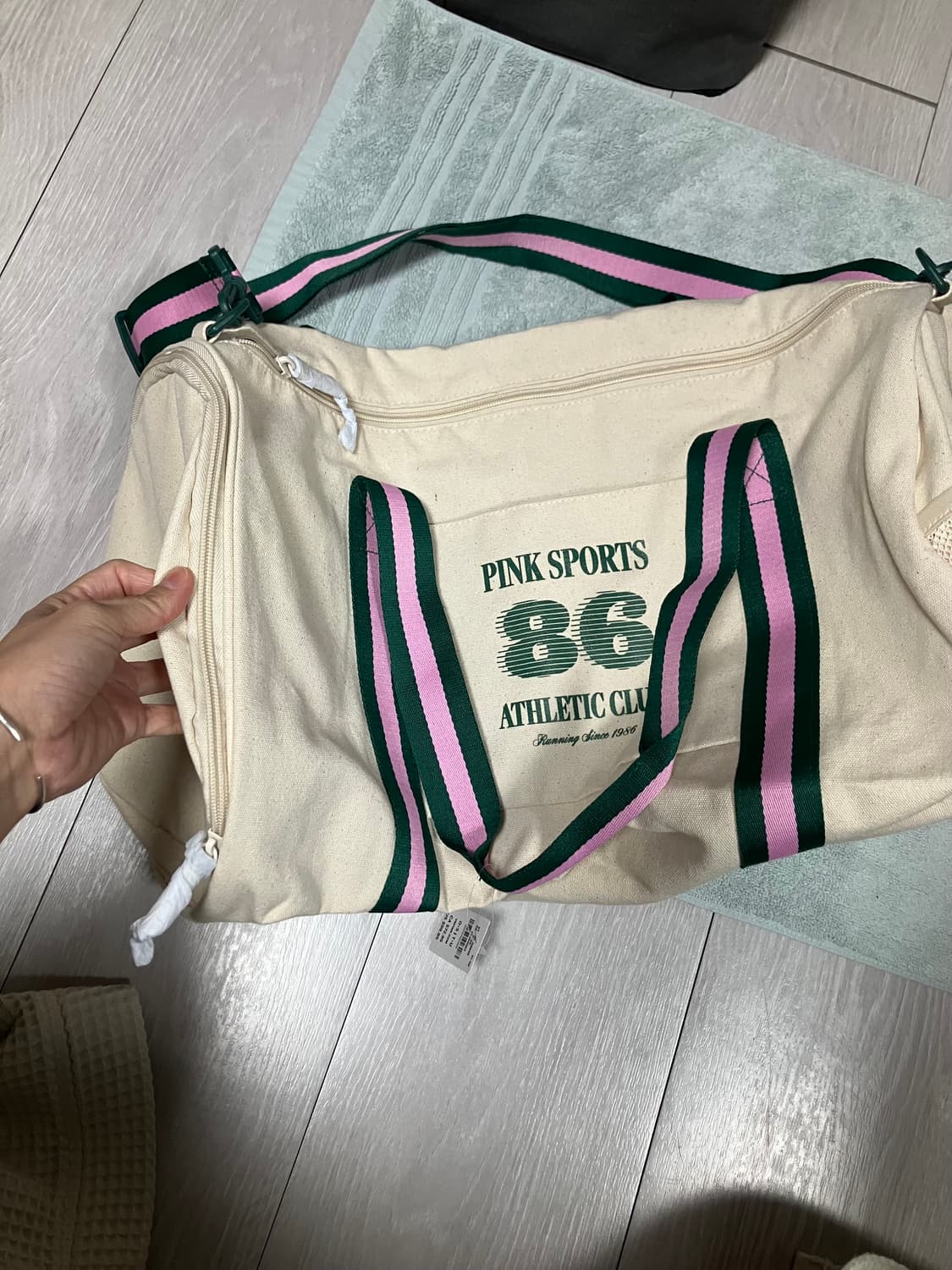 빅토리아 시크릿 핑크 짐백 테니스 더플백 럭비 스트라이프 상품이미지5