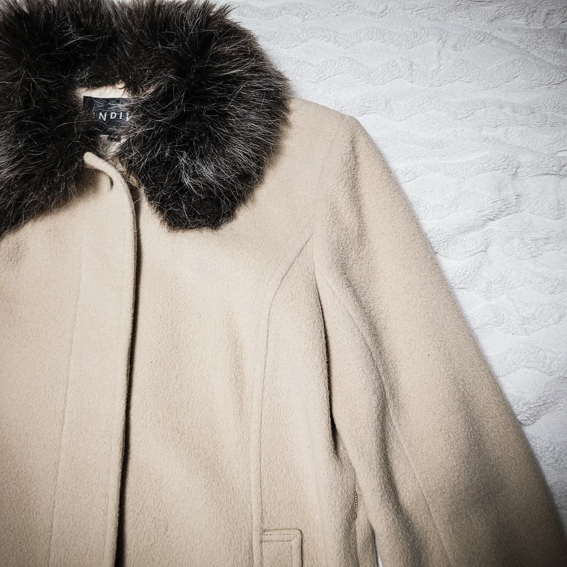 ​00s INDIVI Fur Collar & Cuff Long Coat 상품이미지2