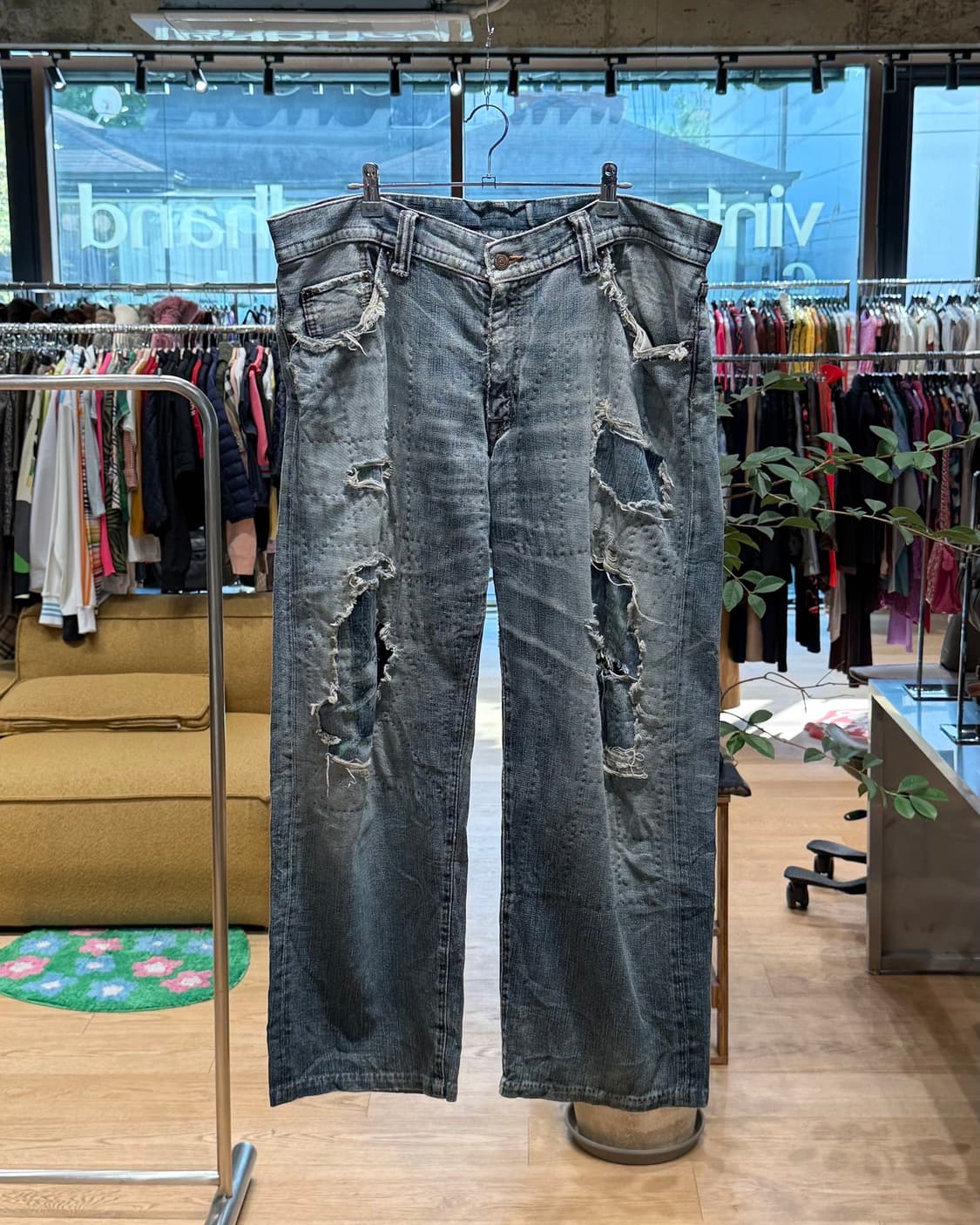 지엘하트 데님 데미지 와이드 팬츠 상품이미지1