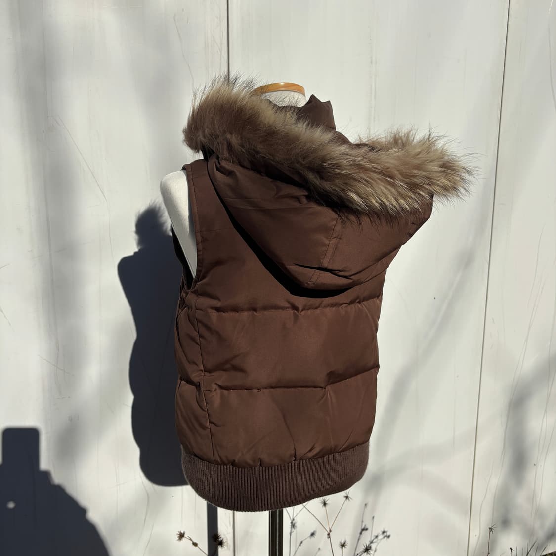 INGNI 잉니 빈티지 퍼 후드 브라운 다운 베스트 (M) 상품이미지2
