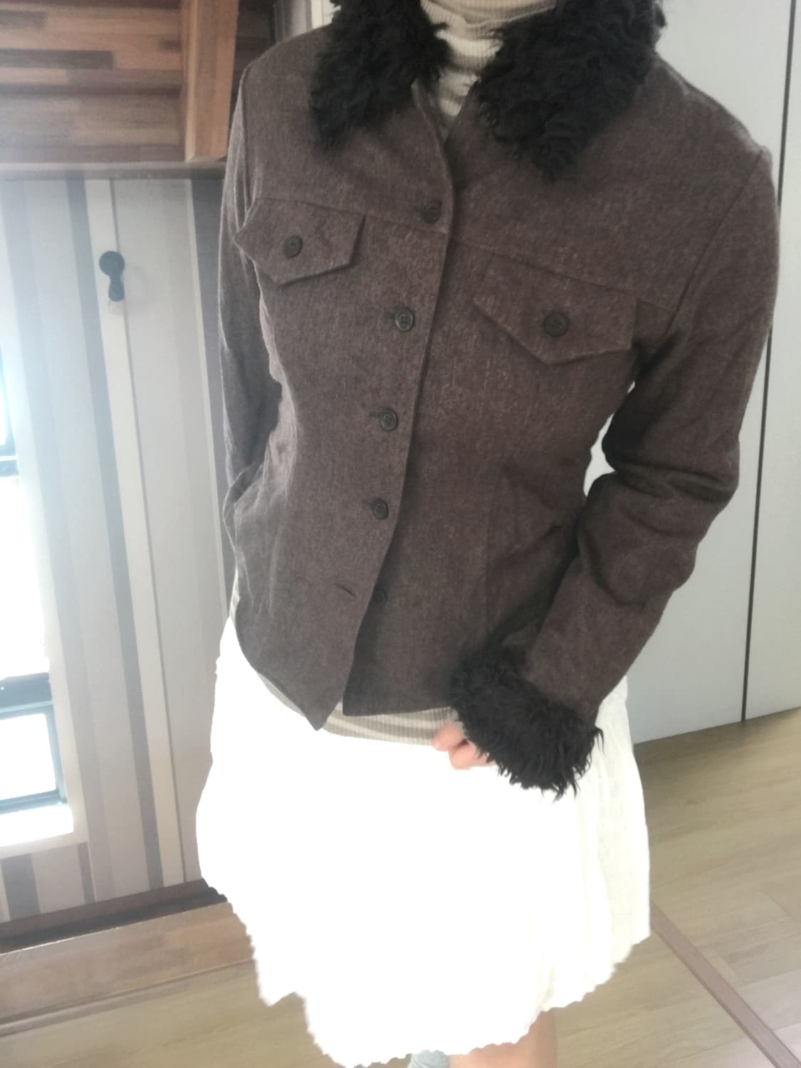 브라운 퍼 울자켓 상품이미지5