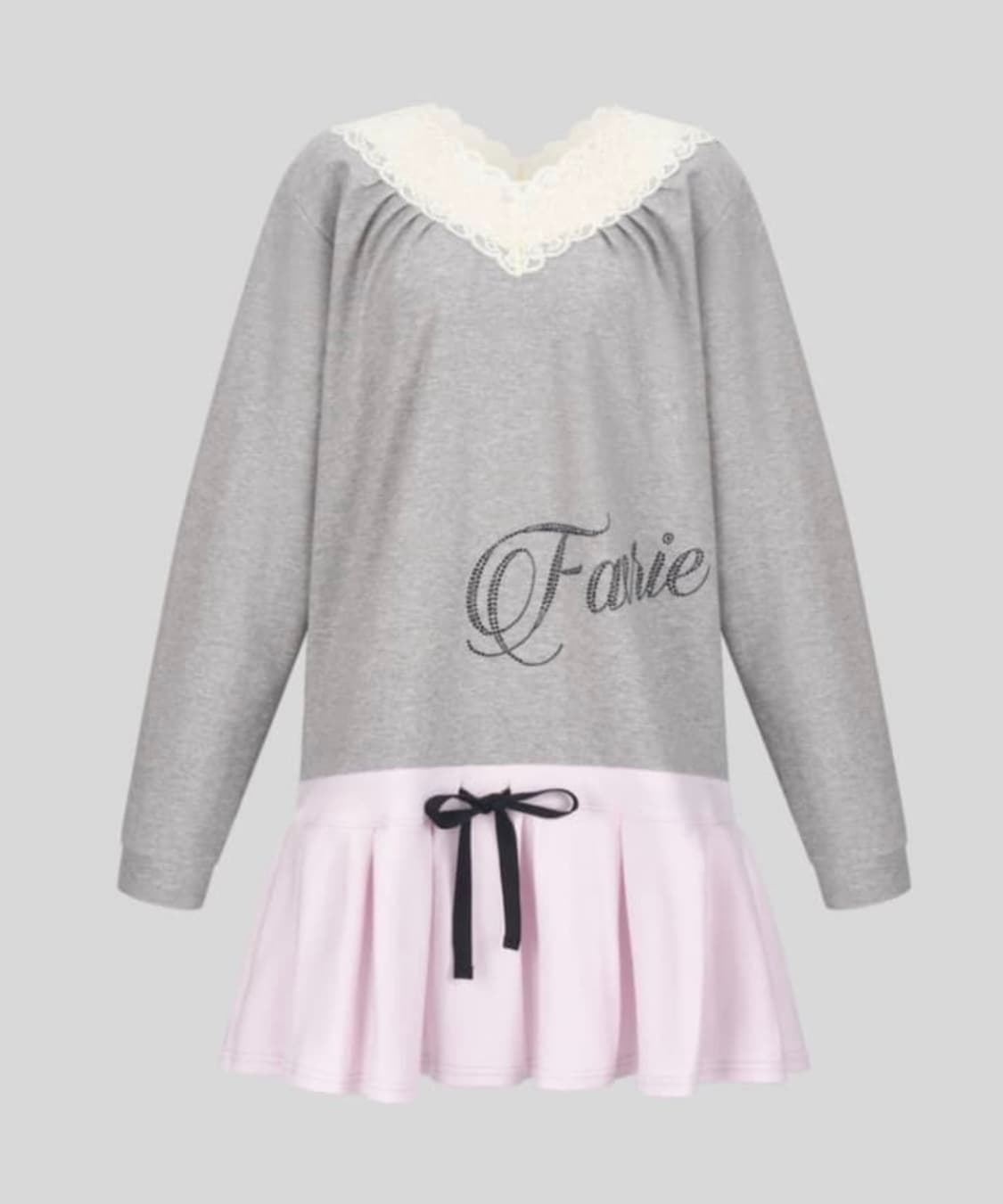 샵페어리 lace V neck pleats dress pink 상품이미지1