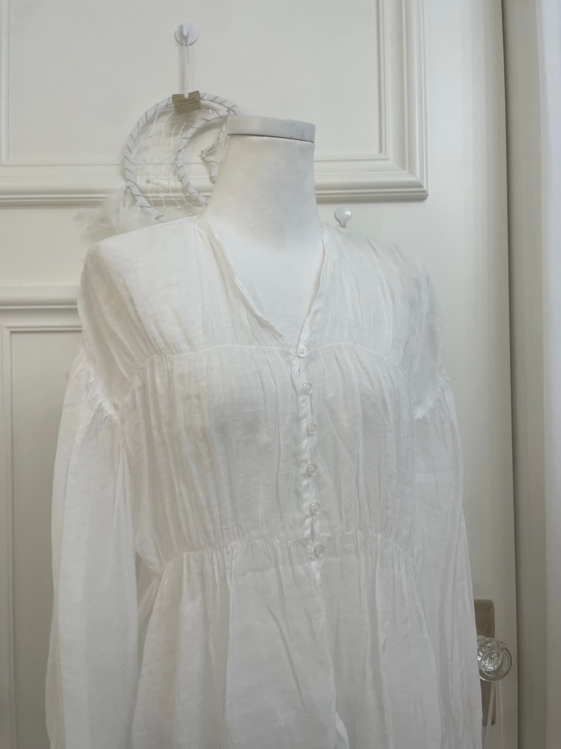 white wrinkle button point blouse 상품이미지5