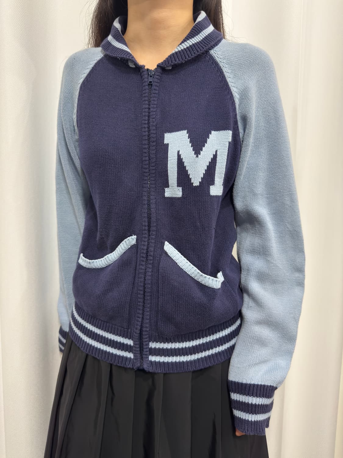 blue knit zipup 상품이미지2