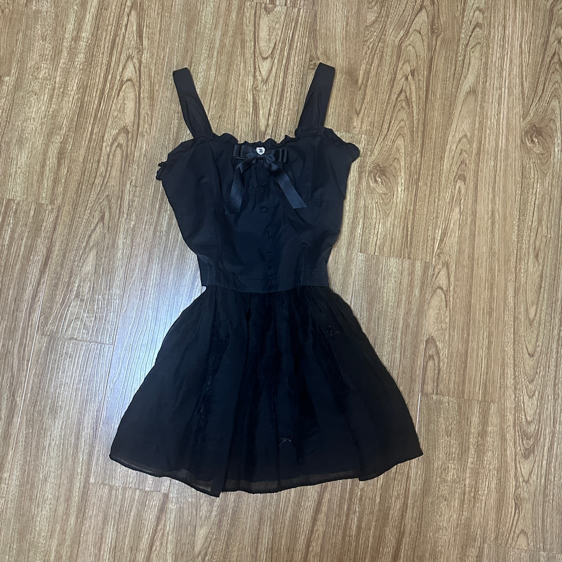 빈티지 블랙 리본 원피스 화이트 블라우스 세트 히메갸루 로걀 발레코어 상품이미지3