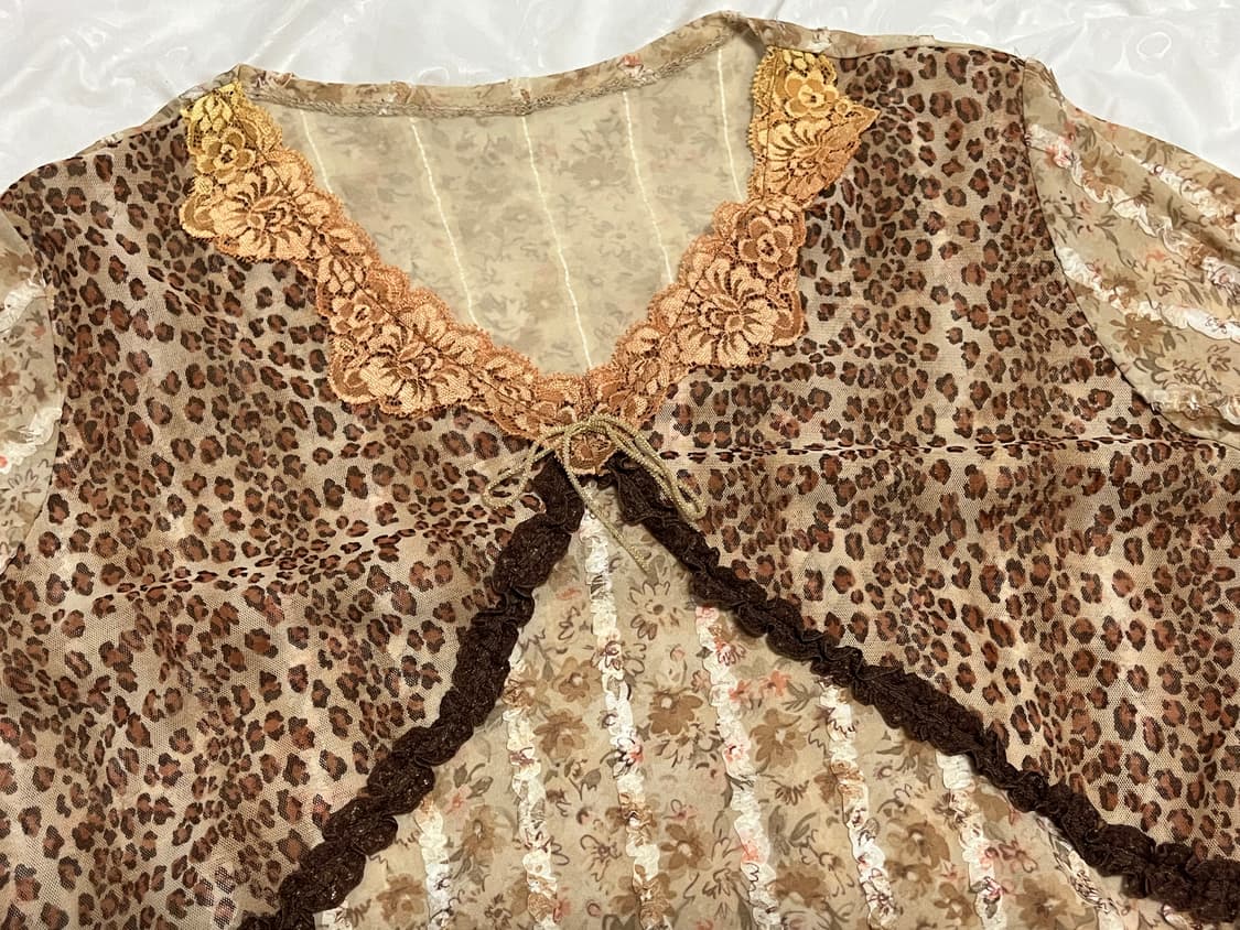 호피 레이스 디테일 블라우스 오네갸루히메갸루하라주쿠페어리호피지브라 상품이미지1