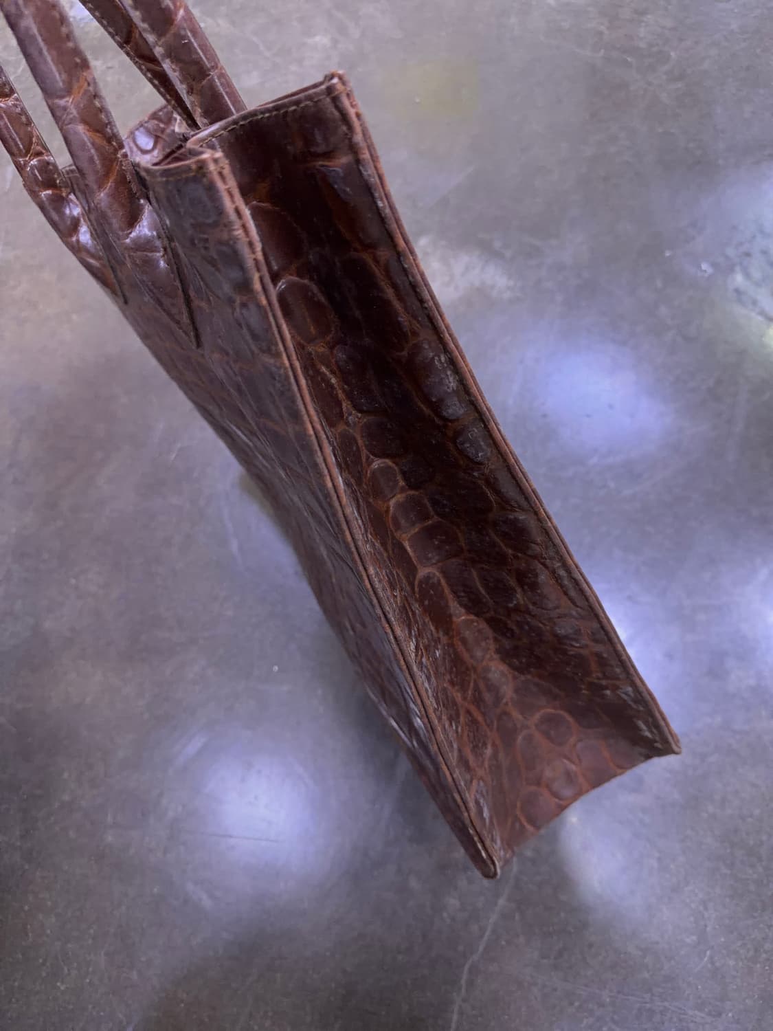 랄프로렌 사파리 인조 악어가죽 엠보싱 토트백 브라운 상품이미지5