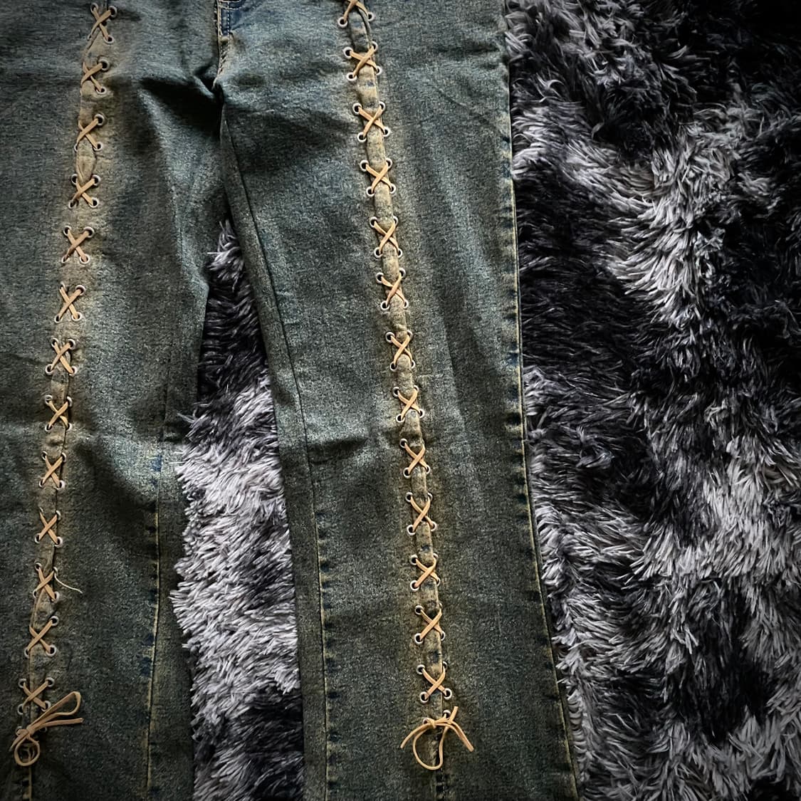 Western  mood Lace-up bootcut pants 상품이미지3