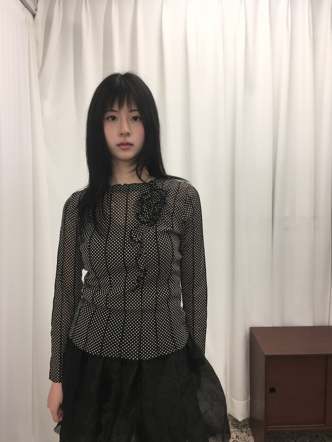 도트 시스루 슬리브 상품이미지1