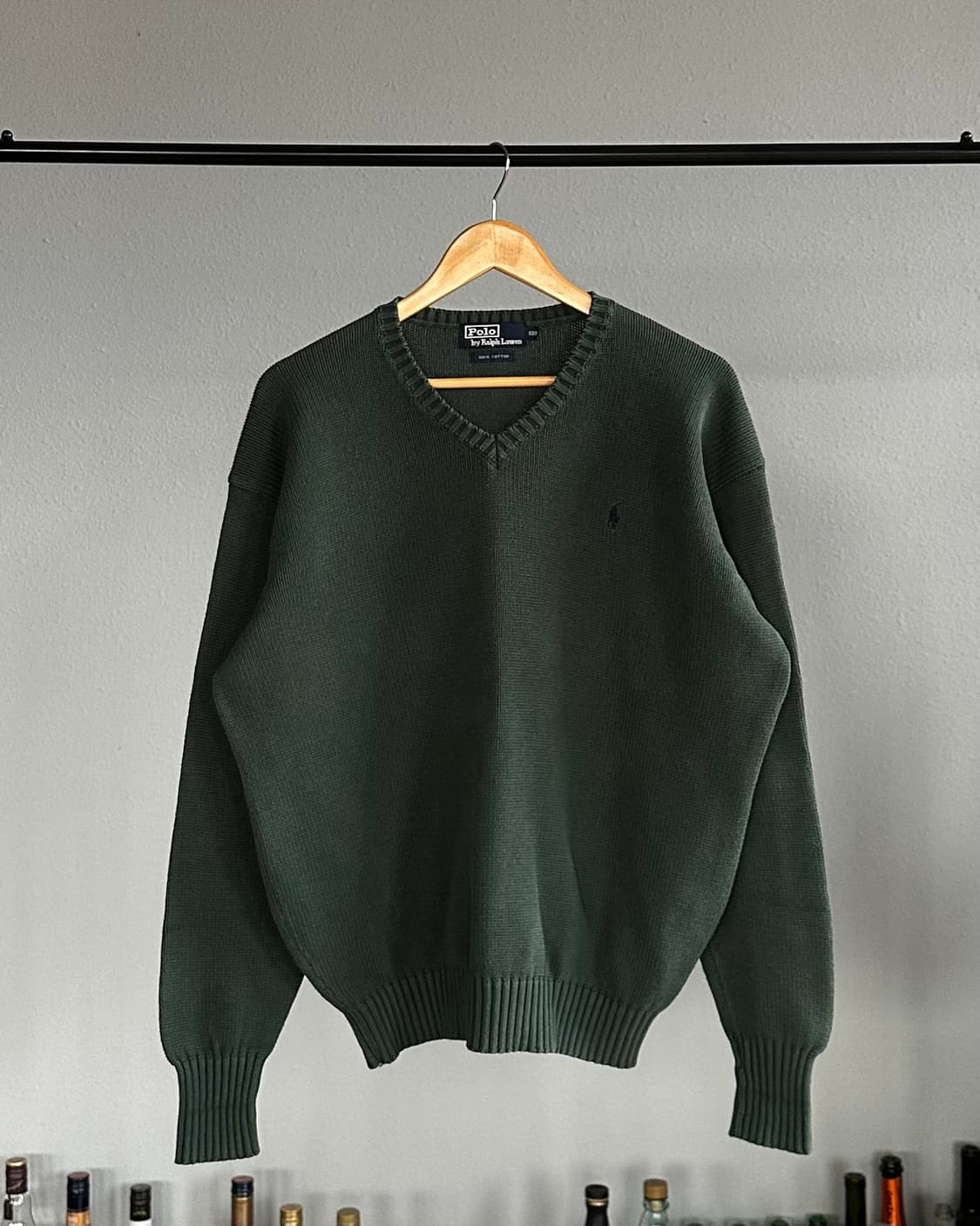[L]폴로 랄프로렌 브이넥 딥그린 코튼 니트 상품이미지1