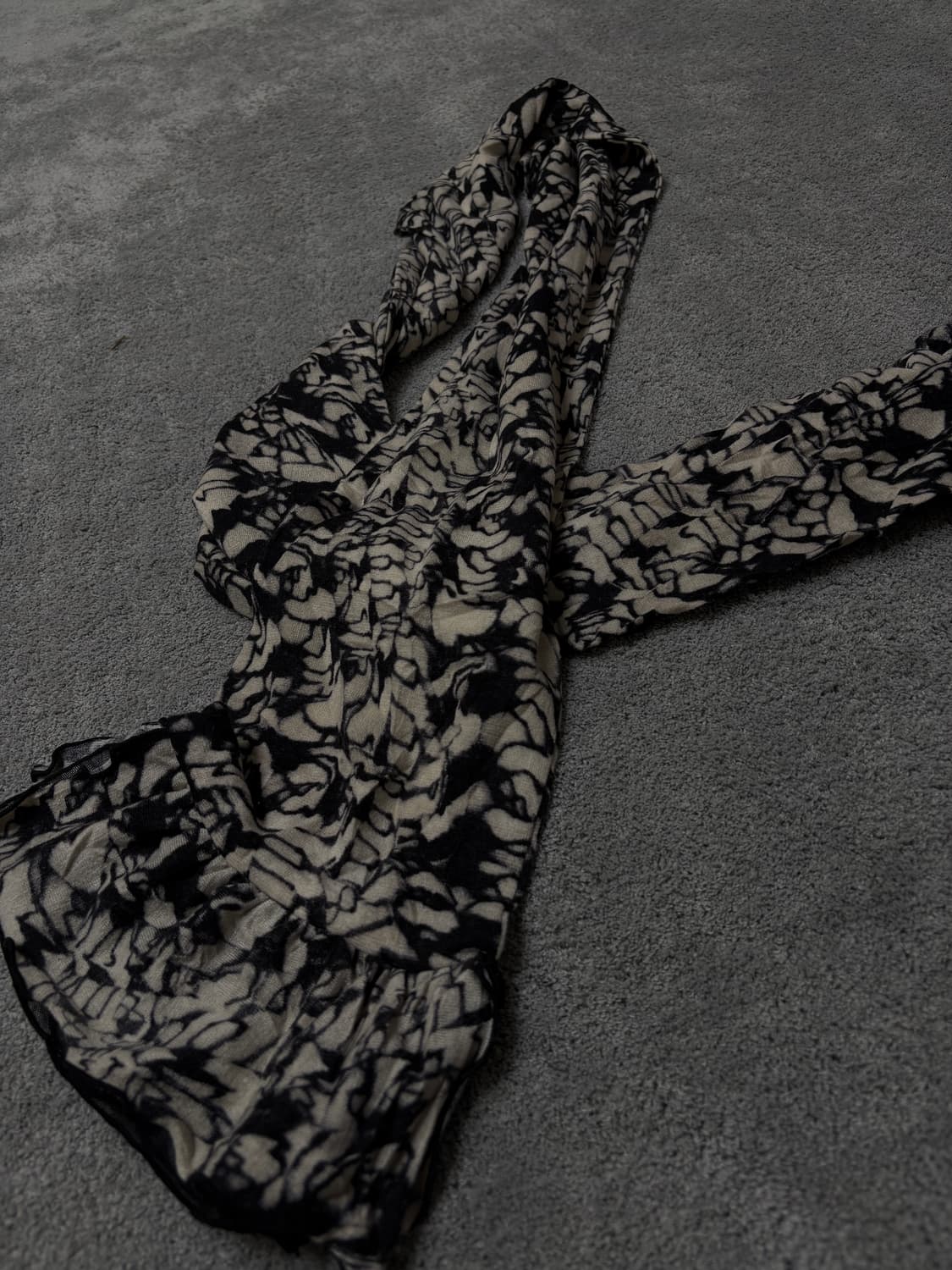 Vintage v-kei punk mood black rose scarf 상품이미지3