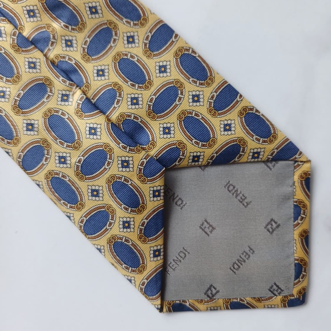 펜디 실크 옐로우 오벌 패턴 넥타이 9.2cm A+등급 G28 상품이미지8