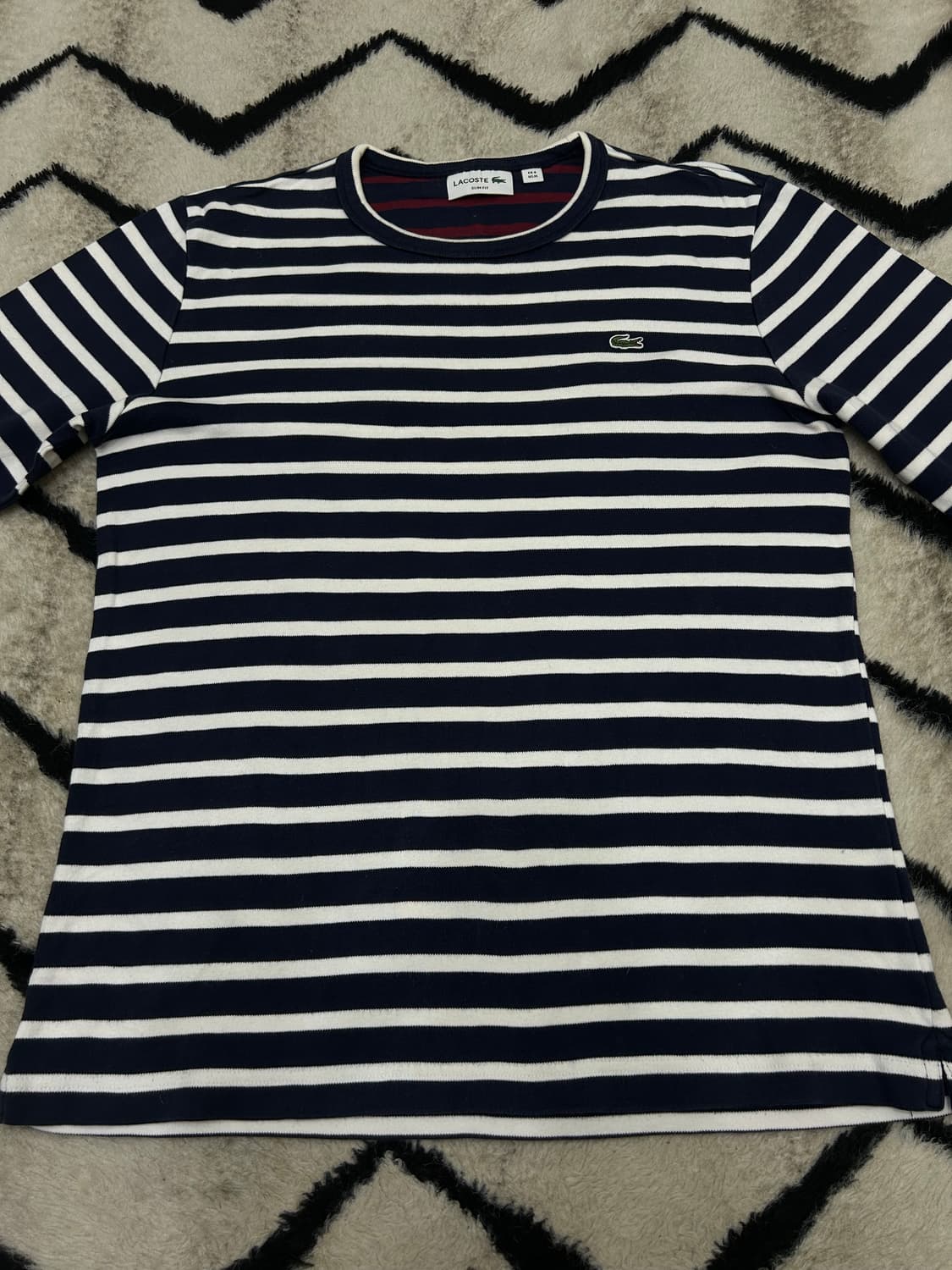 [S]라코스테 스트라이프 라운드 긴팔/짙은네이비 상품이미지2