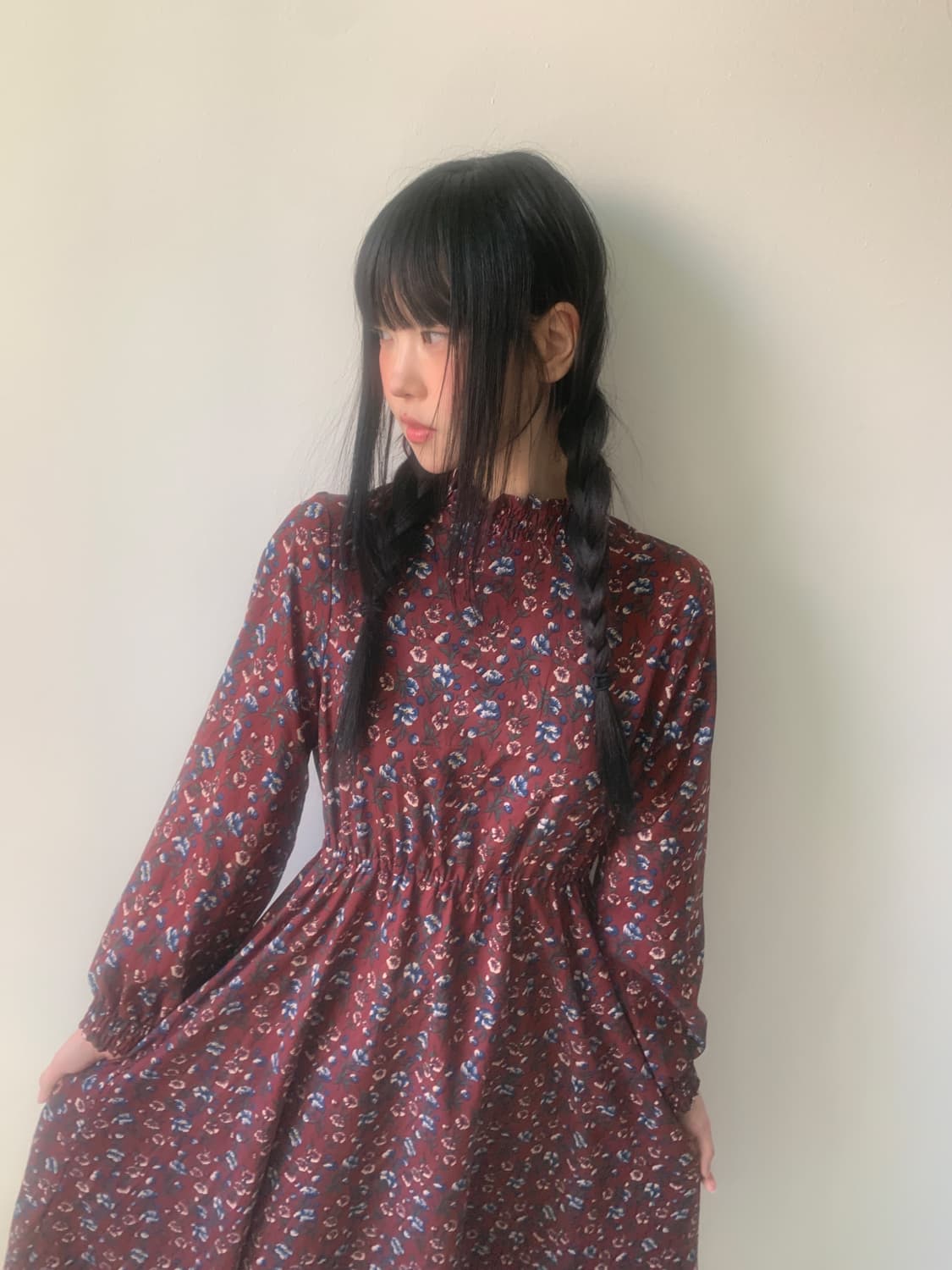 Oriental highneck floral dress 상품이미지5