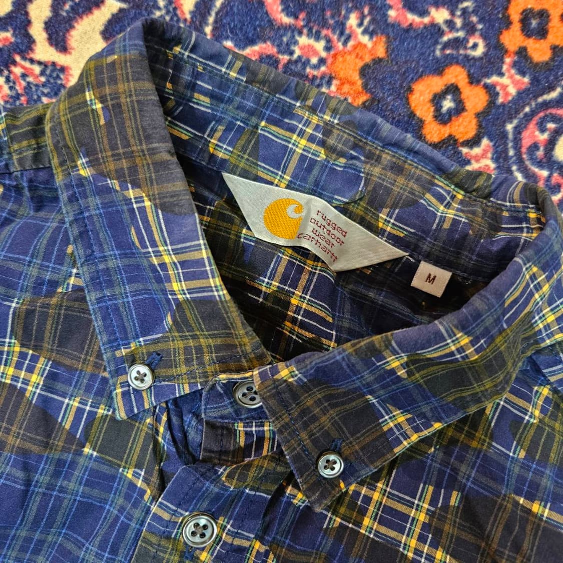 칼하트 메트로블루 컬렉션 블루 카모 체크 셔츠 상품이미지3