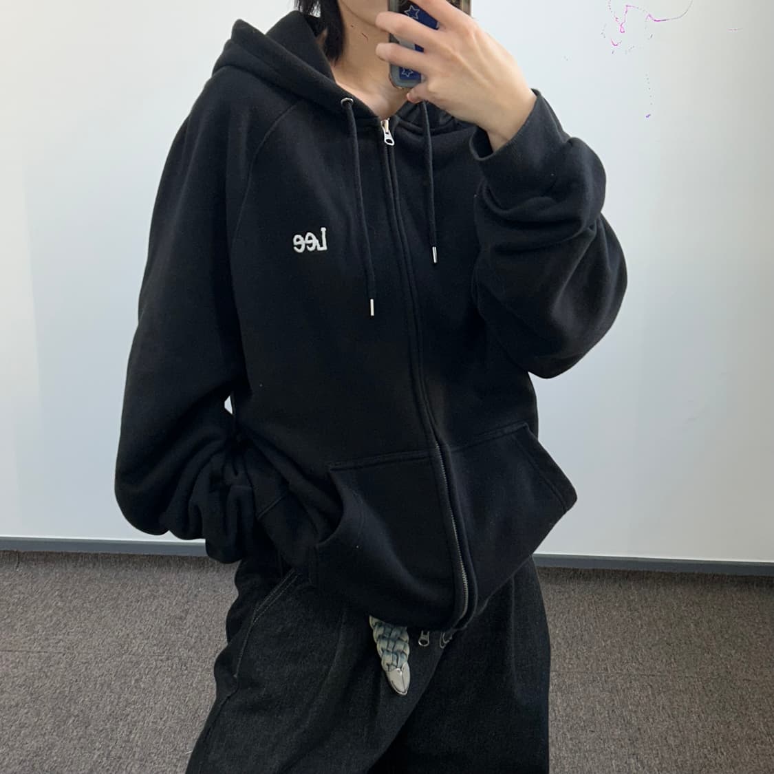 Lee 리 블랙 후드집업  상품이미지2