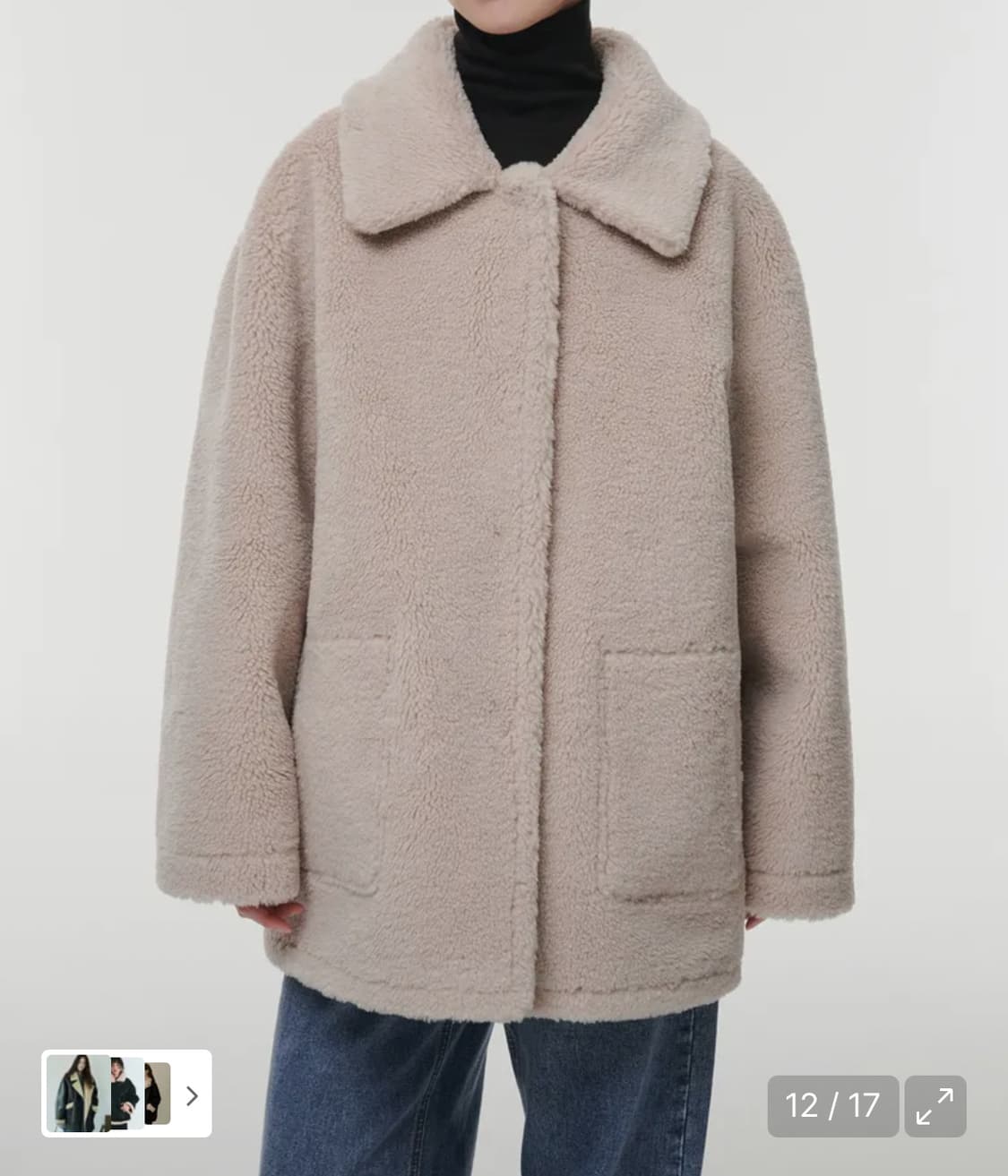 무신사스탠다드우먼 리버서블 신세틱 레더 시어링 하프코트 s 상품이미지4