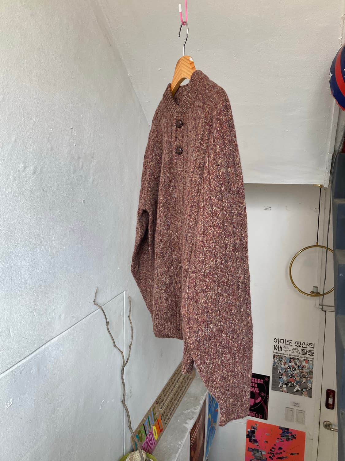 울 100% two단추 니트 상품이미지4