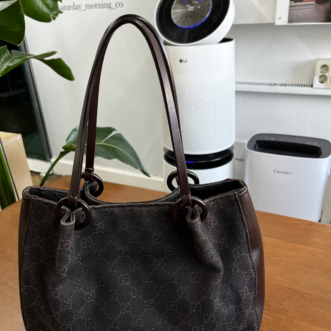 구찌 자카드 캔버스/레더 토트백 상품이미지2